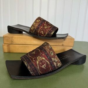 Greater L.A. Square Toe Slip-On Sandals/Slides w Embroidery Hand Made in the USA